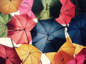 multi coloured umbrellas